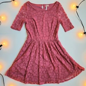 LC Lauren Conrad Pink Polka Dot Fit & Flare Dress